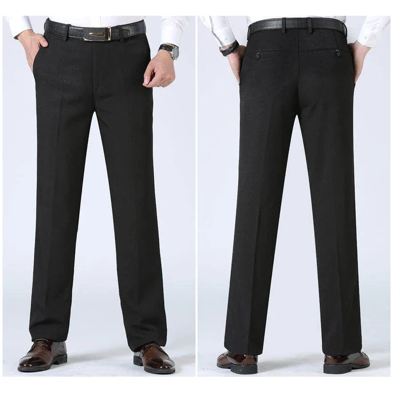 Mens Trousers Business Casual Pants Spring Summer Dress Pants Black Grey Loose Formal Suit Pants for Dad Husband