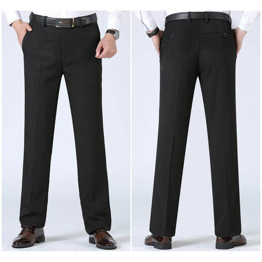 Mens Trousers Business Casual Pants Spring Summer Dress Pants Black Grey Loose Formal Suit Pants for Dad Husband