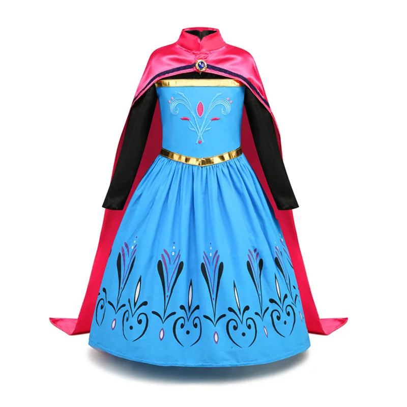 Frozen Elsa Princess For Girls Cosplay Costume Kids Mesh Snow Queen Carnival Birthday Party Dress Up Clothes 2-10Yrs Gown