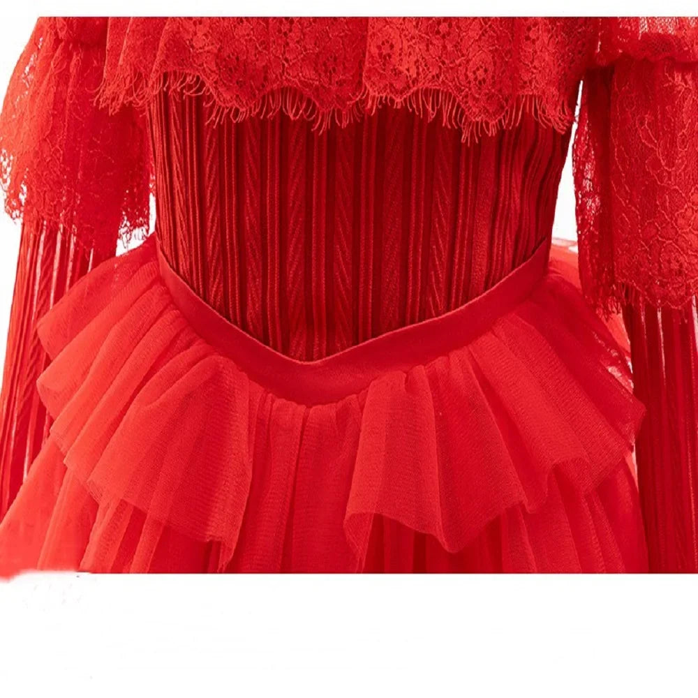 New Luxury Wedding Flower Girl Dress Suitable for Girls Aged 8-12 Dresses V-neck Long sheer Party Costume Carnival Costume