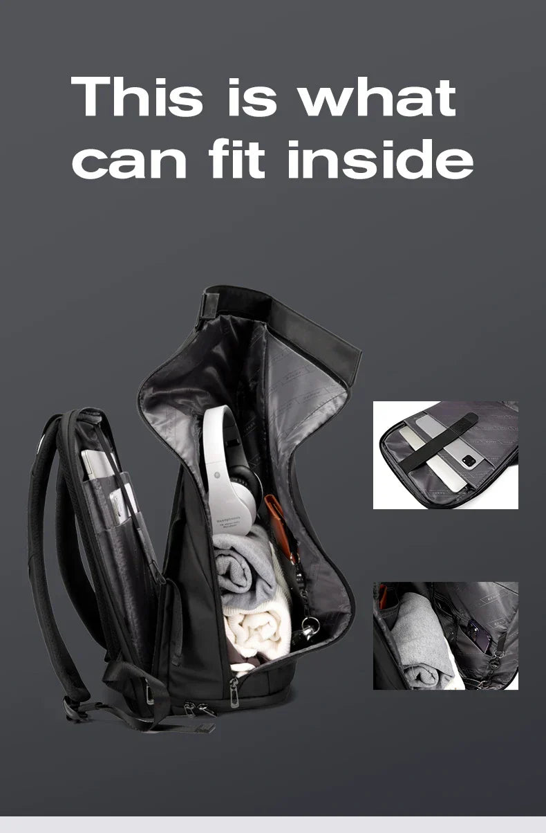 Men Fashion Backpack 15.6 inch Multifunctional Waterproof Backpack Daily Travel Bag Casual School Rucksack with Buckle
