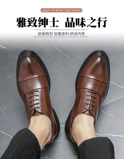 Men Genuine Leather Shoes Fashion Men Comfortable Daily Business Casual Formal Lace-up Men Dress Footwear Shoes Chaussure Homme