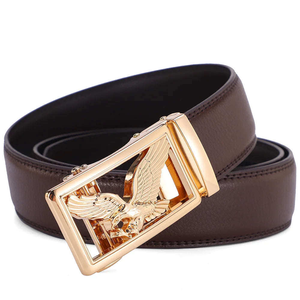 Automatic Buckle Men's Leather Belts Formal Eagle Horse Belt for Men Luxury Designer Brands Male Waist Strap Fashion Accessories