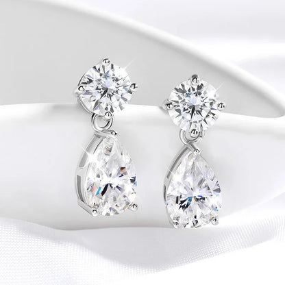 6CTTW D Color Moissanite Drop Earrings for Women Sparkling Lab Diamond 925 Sterling Silver Elegant Party Earrings
