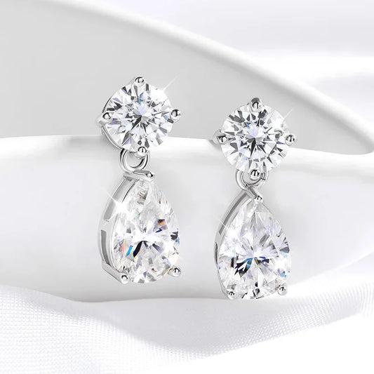 6CTTW D Color Moissanite Drop Earrings for Women Sparkling Lab Diamond 925 Sterling Silver Elegant Party Earrings