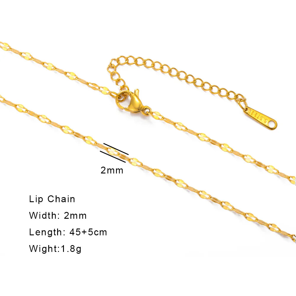 Stainless Steel Gold Color Chain Necklace Women Minimalist Cuban Paperclip Twisted Snake Chain Fashion Jewelry Wholesale