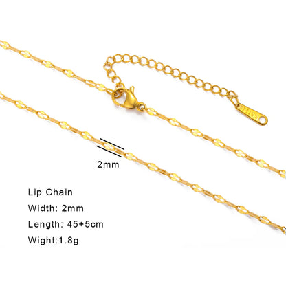 Stainless Steel Gold Color Chain Necklace Women Minimalist Cuban Paperclip Twisted Snake Chain Fashion Jewelry Wholesale