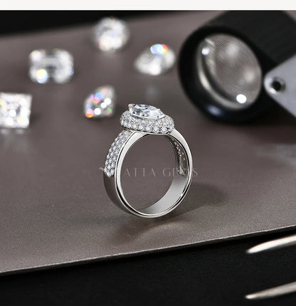 Marquise 2CT Moissanite Rings for Women 12*6mm D Color Diamond Real 925 Sterling Silver Luxury Anniversary Jewelry Gift