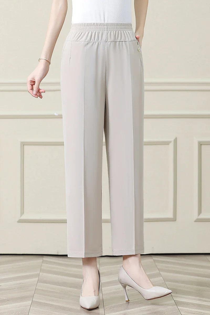 Summer New Ice Silk Casual Trousers Thin Sports Loose Trend Straight Quick-drying Mom Trousers