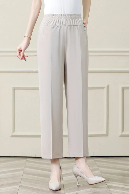 Summer New Ice Silk Casual Trousers Thin Sports Loose Trend Straight Quick-drying Mom Trousers