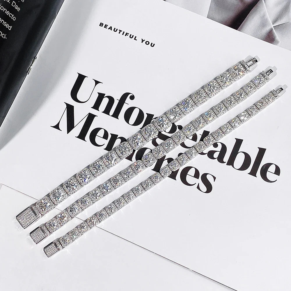 4mm 5mm 6.5mm Full Moissanite Bracelet for Man for Women Man S925 Silver Luxury Full Diamond Bracelet Party Fine Jewelry