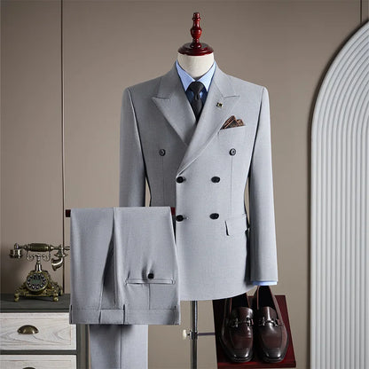 Conjuntos de terno slim fit masculino elegante formal para festas e negócios, traje de noite masculino de alta qualidade, blazer e calça, 2 peças