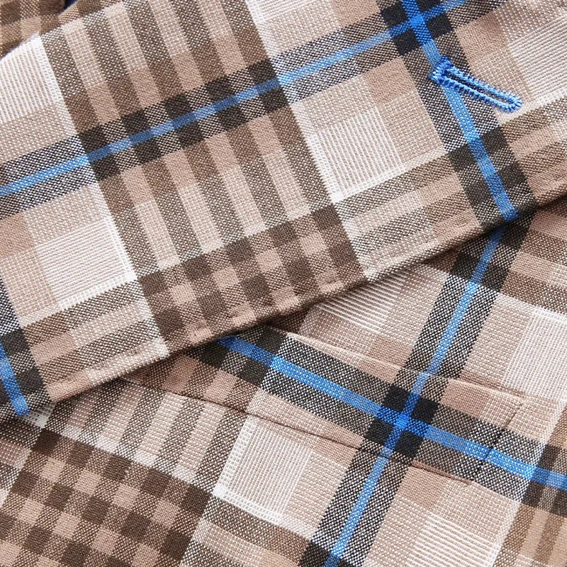 Blazers Calças Marca de Luxo Boutique Masculina Moda Xadrez Jaqueta Terno Casual de Negócios Calças Roupa de Festa para Noivo