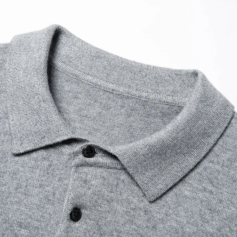 Original Quality Men's Polo Shirt Exquisite Simple Long Sleeve Knitted Lapel Sweater Autumn Winter Business Casual Menswear Top