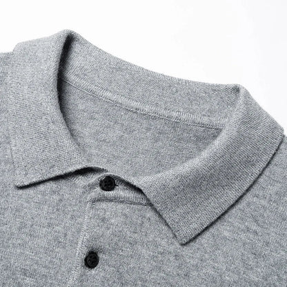 Original Quality Men's Polo Shirt Exquisite Simple Long Sleeve Knitted Lapel Sweater Autumn Winter Business Casual Menswear Top