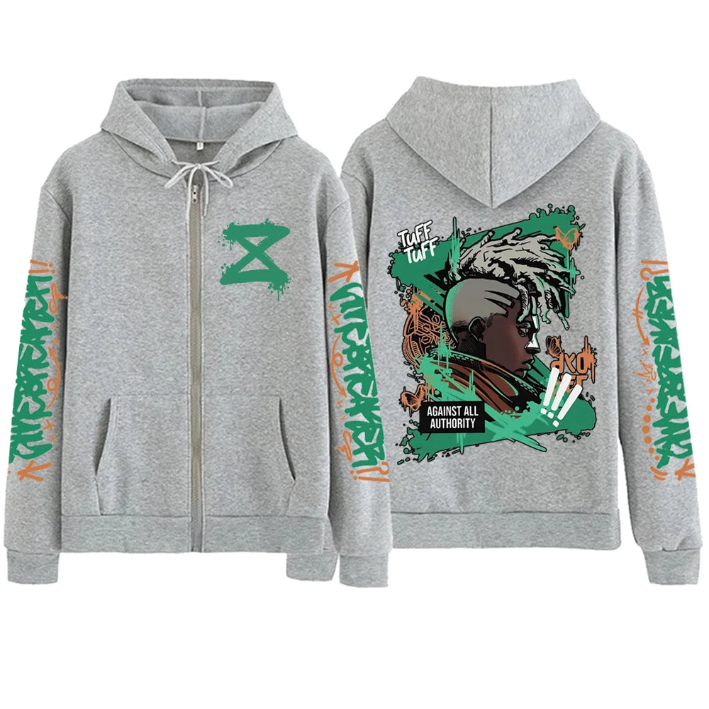 2025 Anime Arcane Vi Zipper Hoodie Harajuku Pullover Tops Long Sleeve Loose Casual Sweatshirts