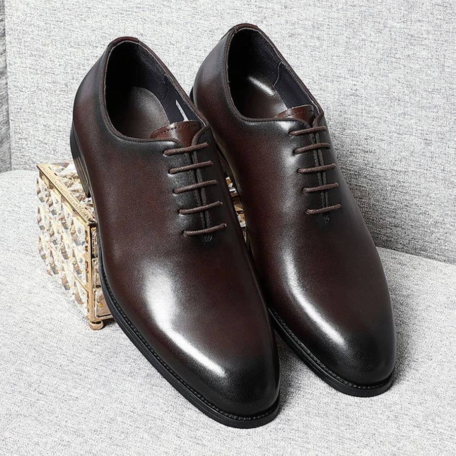 Classic Handmade Mens Dress Shoes Genuine Leather Whole Cut Round Toe Oxford Shoes Business Wedding Formal Suit Shoes Man