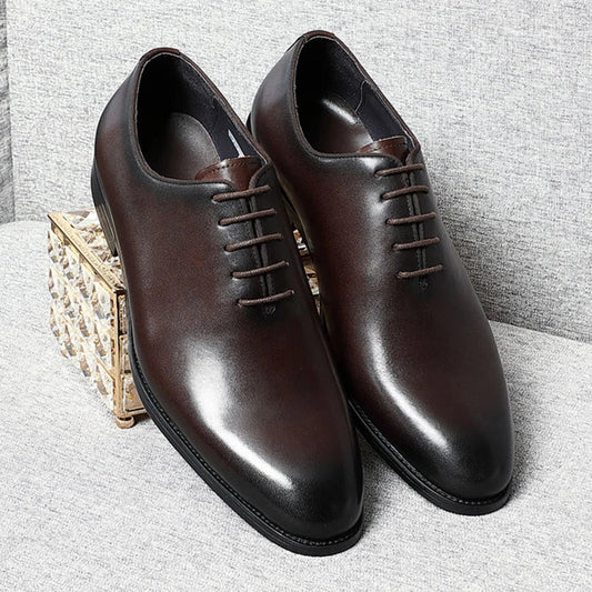 Classic Handmade Mens Dress Shoes Genuine Leather Whole Cut Round Toe Oxford Shoes Business Wedding Formal Suit Shoes Man