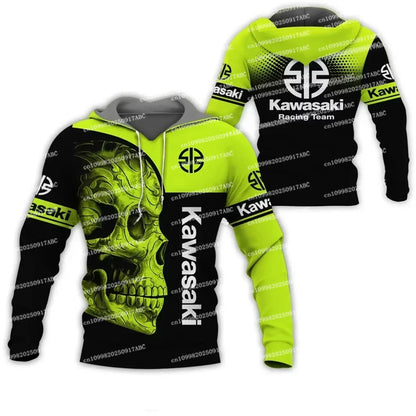 Men's Hooded Men's Sports and Leisure Wear 3D Printed Women Hoodie Adventure Fashion Motorcycle Top
