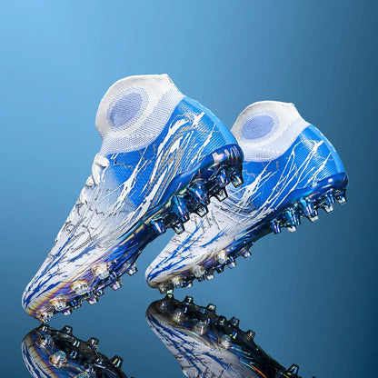Breathable high top electroplated bottom soccer bootsFG long nails provide super strong grip and durability