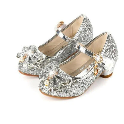 2026 Spring New Children's Shoes  Princess Shoes Girl's Fashion Sandals Crystal Princess Shoes Blue Pink Silver