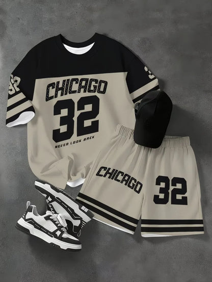 Fashiona Number Digital Printed Jersey Boy Short Sleeve Loose Fit Shorts and T-Shirt Set Sporty Outdoor Quick Drying 2pc Boy Set