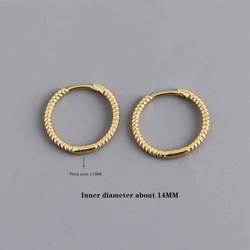 925 Sterling Silver Fashion Piercing Charm Twist Huggies Hoop Earrings for Women Rock Gothic Unisex Jewelry Ear Buckles