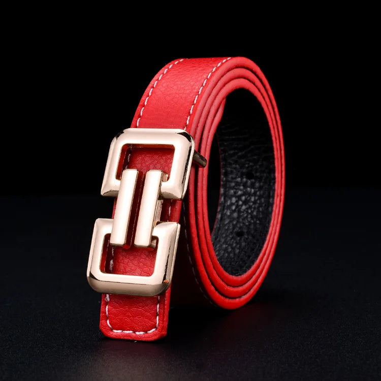 Fashion Luxury Design Children's Belt Metal Smooth Buckle High-end Belts Children's Belt Boys Girls Jeans Waistband Waist Belts
