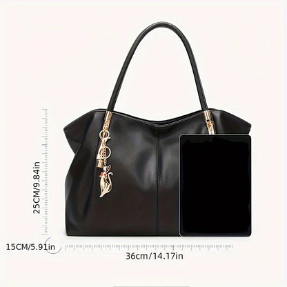 Women's Fashionable and Versatile Tote Bag with an Elegant Vibe, Large Capacity with Metal Accents, Pu Handbag and Shoulder Bag, Women's Business Travel Bag, Suitable for Outings/Shopping/Commuting/Work/Office/Business Trips/