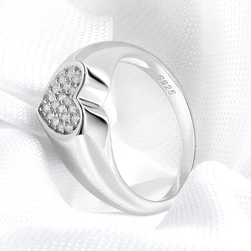 1.2mm Heart All Moissanite Rings for Women Sparkling Luxury Quality Fine Jewelry S925 Sterling Silver Plated 18k Band