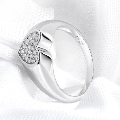 1.2mm Heart All Moissanite Rings for Women Sparkling Luxury Quality Fine Jewelry S925 Sterling Silver Plated 18k Band