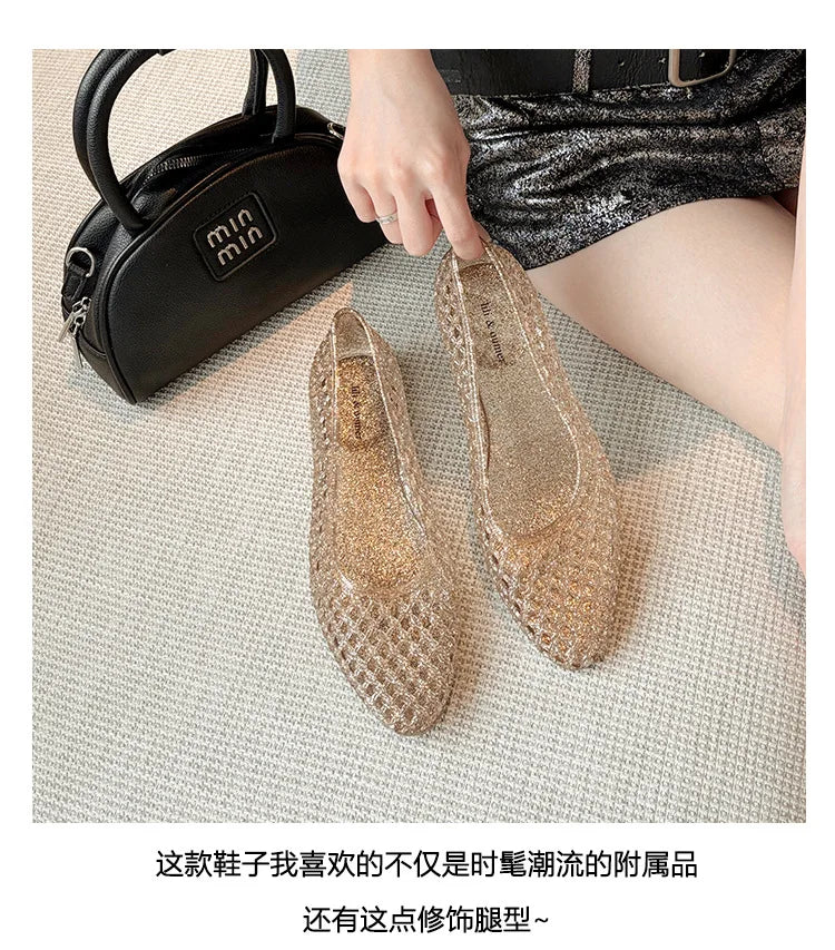 Kids'Casual Shoes Sandals Summer Princess Jelly Shoes Baotou Beach Shoes Soft soled Crystal Shoes New Style Size 35-40