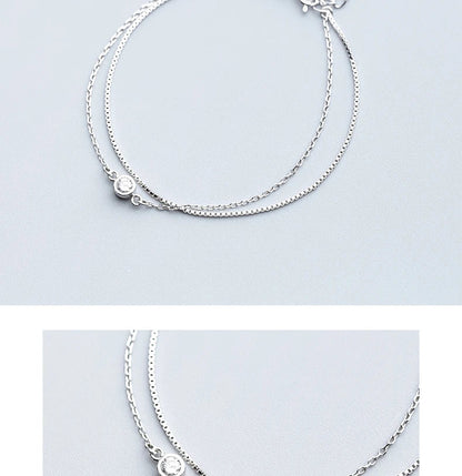 New Luminous Clear CZ Double Layer Bracelet for Women 925 Sterling Silver Minimalism Bracelet Fine Jewelry Accessories