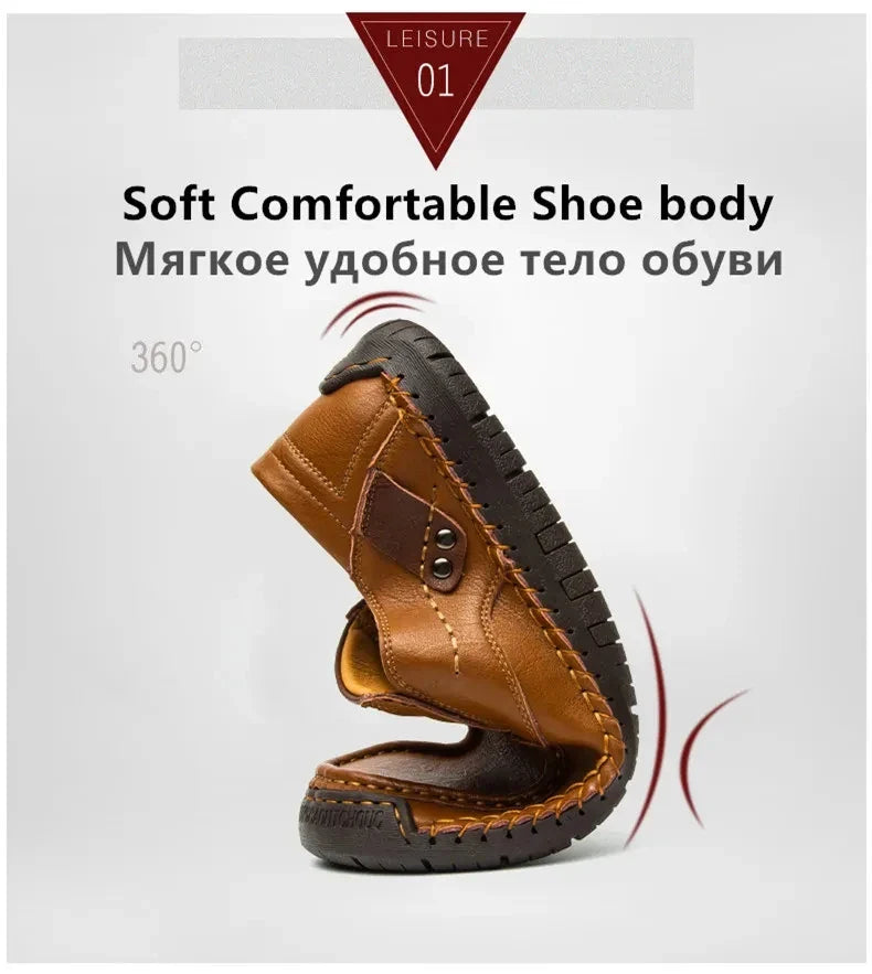 New Fashion Men Casual Shoes Handmade Leather Loafers Comfortable Men's Shoes Quality Split Leather Flat Driving Shoes Size 48