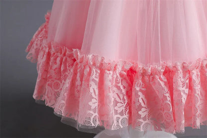Vestido de Festa Infantil Rosa, Modelo Princesa com Saia Rodada em Tule, para Meninas de 3 a 12 Anos – Ideal para Aniversário, Natal e Cerimônias.