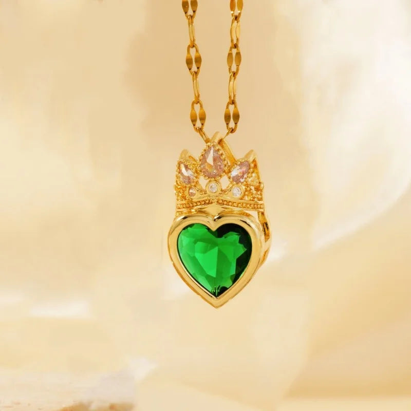 Crown Love Full of Rhinestones Sparkling Micro-Inlaid Design Simple Ladies Wedding Gift Pendant Necklace