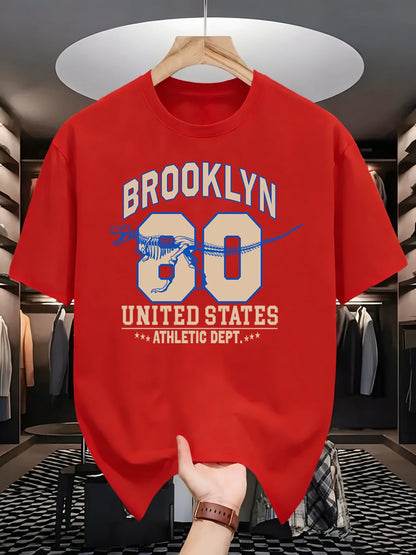 Brooklyn United States Athletic Dept Men T Shirt Soft All-Match Fashion Sportswear Summer O-Neck Tee Unisex Loose Cotton Clothes