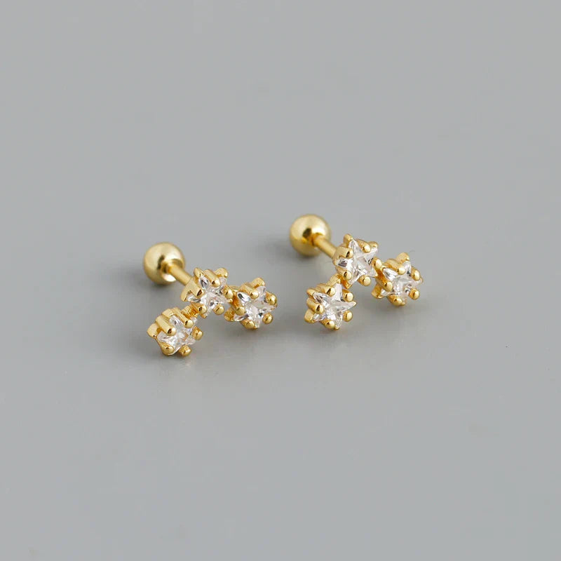 925 Sterling Silver Fashion Korean Petal Screw Bead Stud Earrings for Women Charm Ear Bone Piercing Jewelry Accessories