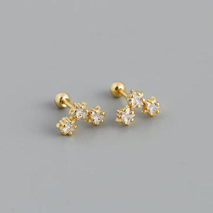 925 Sterling Silver Fashion Korean Petal Screw Bead Stud Earrings for Women Charm Ear Bone Piercing Jewelry Accessories