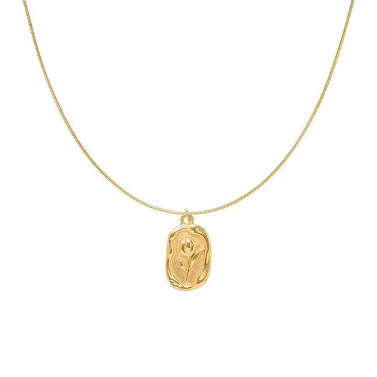 2023 Vintage Fashion Simple Geometric Rose Pendant Necklace For Women Female Boho Gold-plate Snake Chain Choker Jewelry Gift