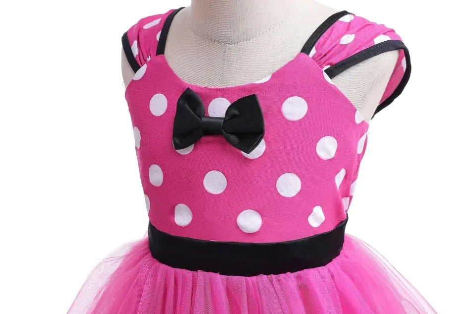Minni Mouse Baby Girls Dress Fancy Birthday Party Cosplay Costume Polka Dot Cute Carnival Party Easter Costume for 1-5 Years