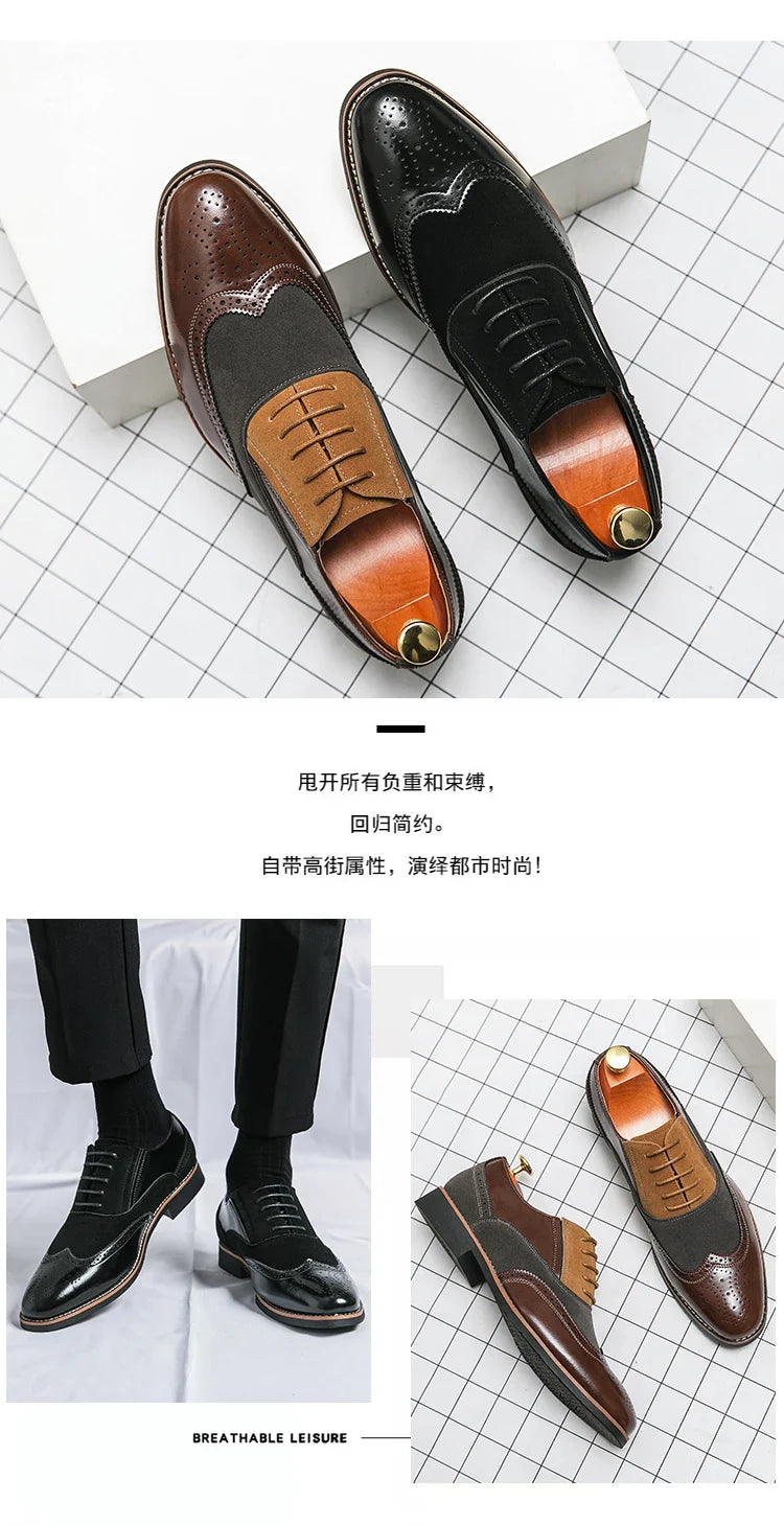 Retro Oxfords Shoes Men Classic Men's Dress Shoes Casual Business Social Brogues Shoes For Wedding