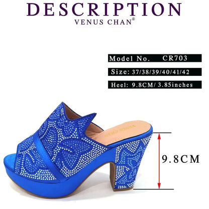 Shoes Open Toe Slingbacks Low (1cm-3cm) Women Pumps for Party Lady Sandals with Heels Italian Shoe with Rhinestone