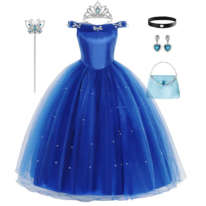 Girls Cinderella Cosplay Costume For Children Baby Girl Kids Halloween Birthday Party Dress Princess Costume