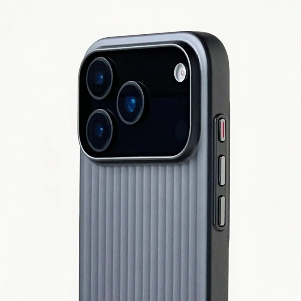 Stripes Metallic Paint Armor Case For iPhone 17 Air 16 15 14 13 Pro Max Shockproof Camera Protective Slim Matte PC Funda