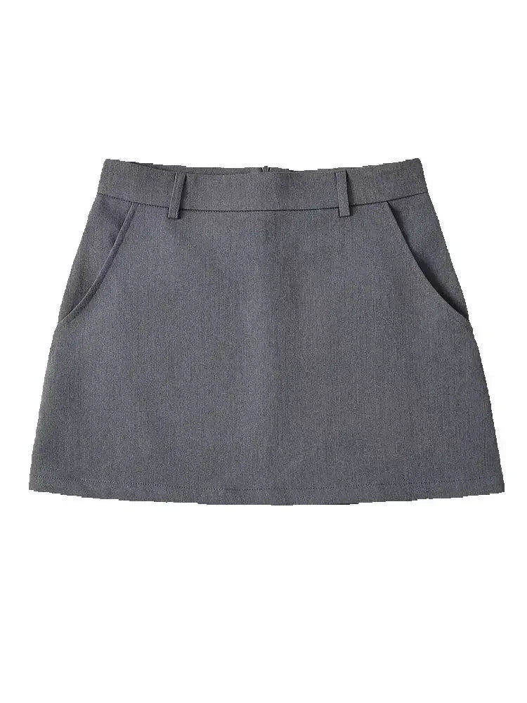 Women Fashion Solid Back Zipper A-Line Mini Skirt Vintage High Waist Female Chic Lady Skirts