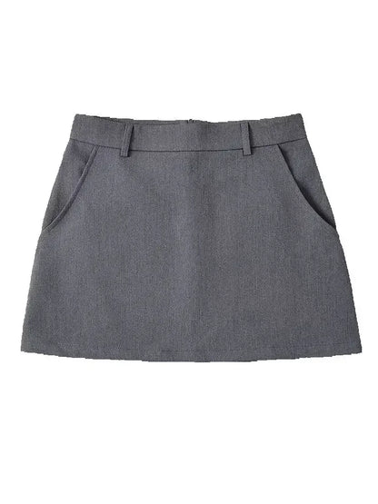 Women Fashion Solid Back Zipper A-Line Mini Skirt Vintage High Waist Female Chic Lady Skirts