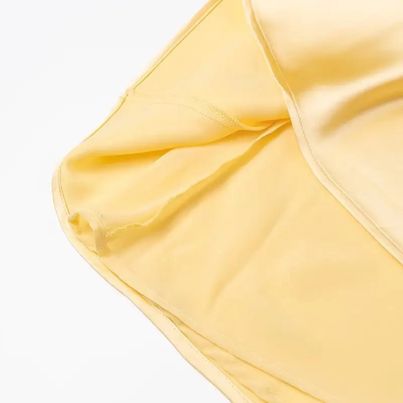 Women Summer Yellow Stain V Neck Sling Dress Elegant Sleeveless Loose Maxi Robes 2025 New Ladies Party Holiday Dresses