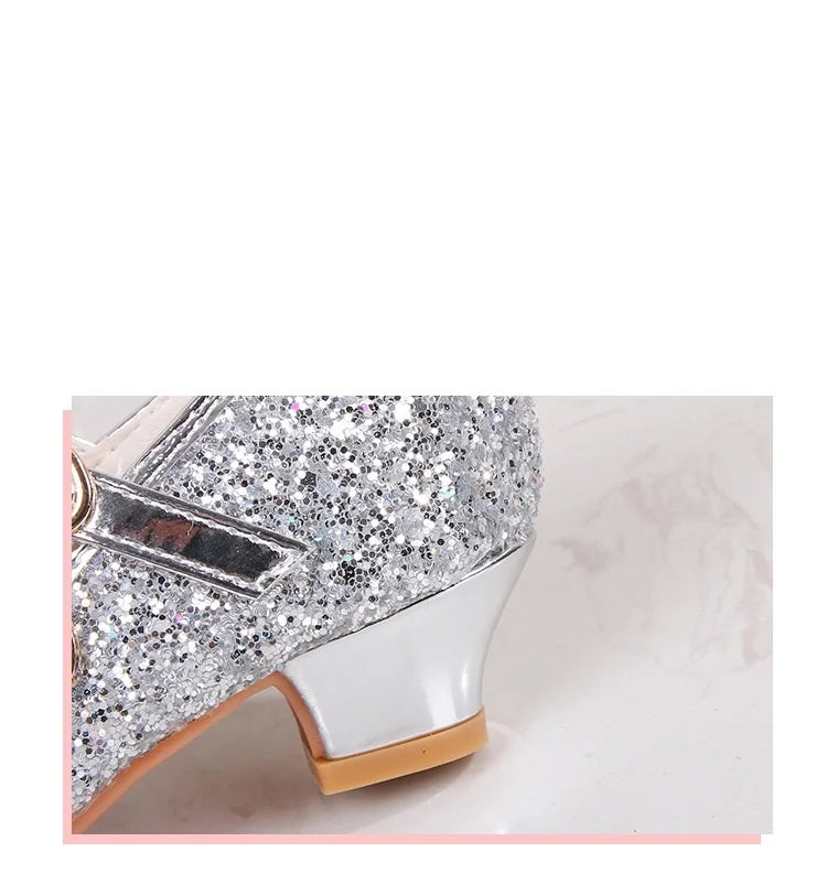 Baby Girls Princess Shoes Party Butterfly Crystal High Heels Sandal Children Dance Glitter Diamond Shoe Kids Walk Show Shoes