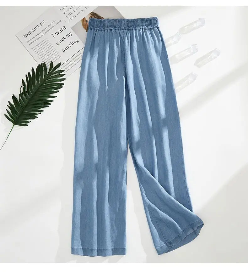 Women's Female High Elastic Waist Thin Loose Denim Pants